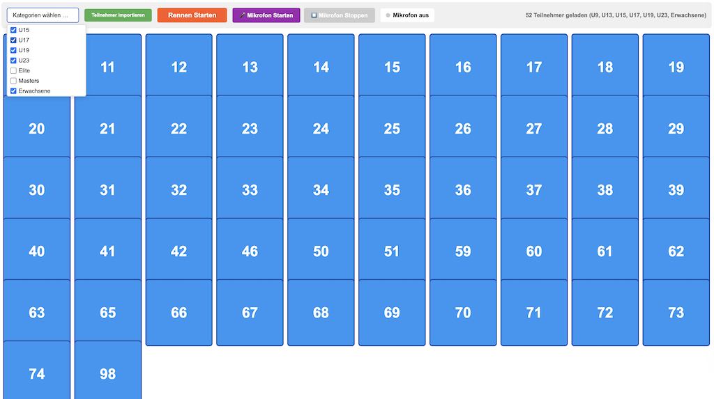 Ansicht der Zeiterfassung